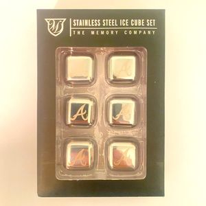 Atlanta Braves Stainless Steel Ice Cubes 6-Piece Set Sealed MLB Baseball Fan NEW